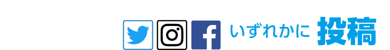 会場の撮影パネル前で写真を撮り、#ハッシュタグをつけて、twitter、facebook、instagramいずれかに投稿
