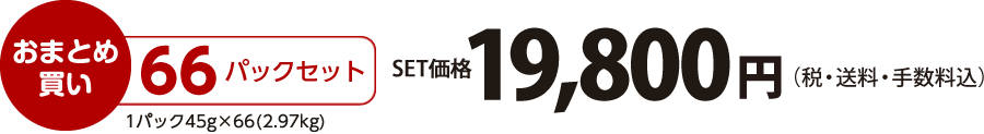 【おまとめ買い】66パックセット（45×66=2.97kg）価格19,800円（税・送料・手数料込）